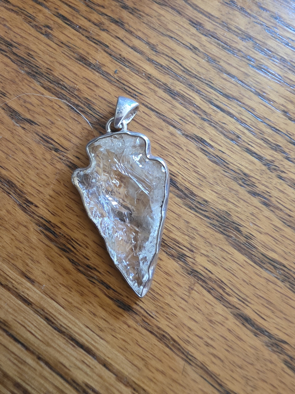 Clear Quartz Arrowhead Pendant Sterling Silver Frame - Women Jewelry
